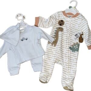 Dinosaur Print 3 Month Kids 2 Piece & Blue Truck NB Set New with tags